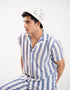 TEXTURED STRIPED CAMP COLLAR SHIRT